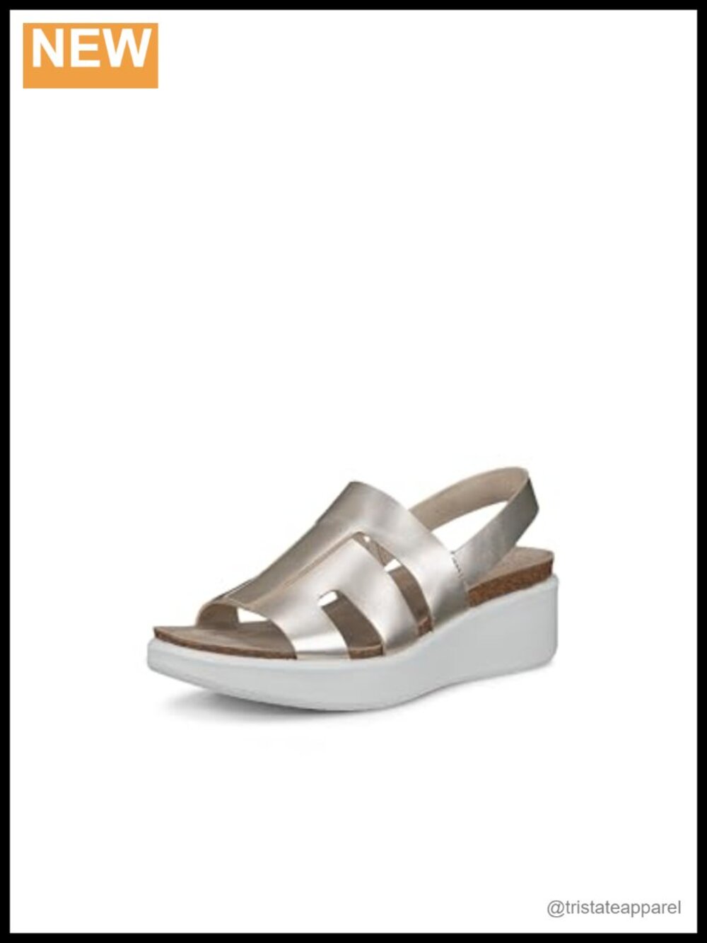 ECCO Flowt Cork Oasis Leather Wedge Sandals Adjustable Slingback